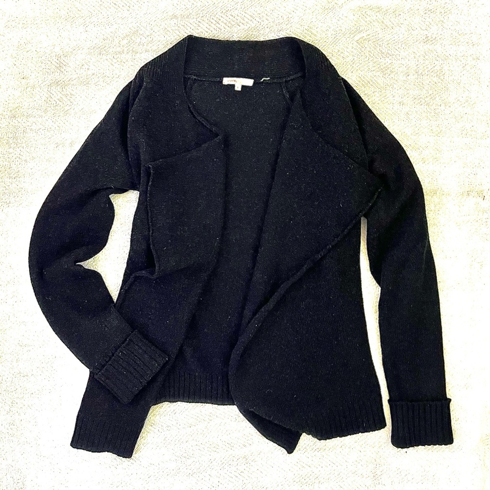 Vince Black Cardigan Sweater with Draped Front